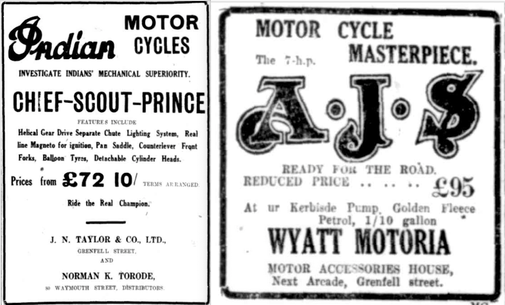 1925 INDIAN AJS ADS