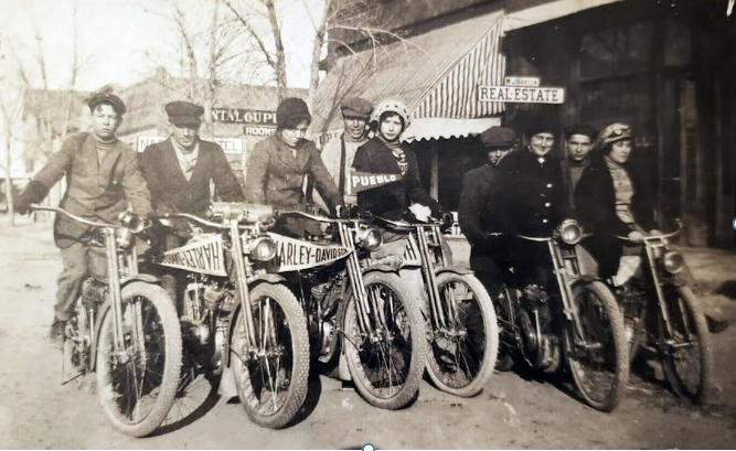 1910S HARLEYS WITH FLAGS