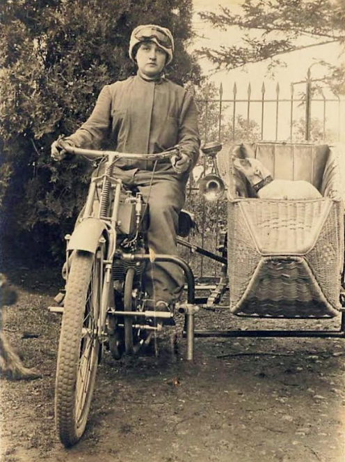 1920ish WOMAN SCAR DOG