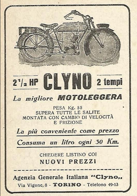1923 CLYNO ITALIAN AD